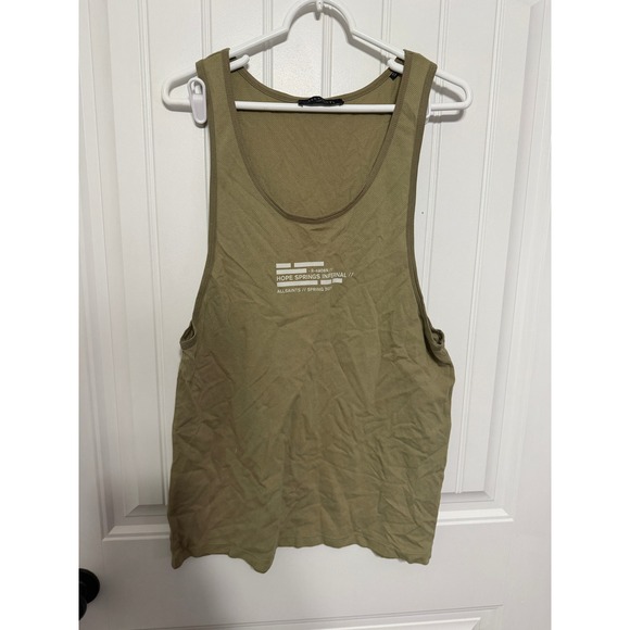 AllSaints Other - AllSaints Tank Top Mens Medium Hope Springs Infernal Graphic Olive Green EUC